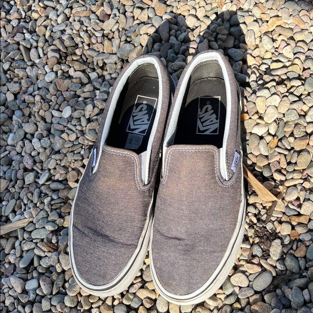 Vans Classic Gray and White Canvas Slip-Ons Size 8.5 Womens - Picture 4 of 9